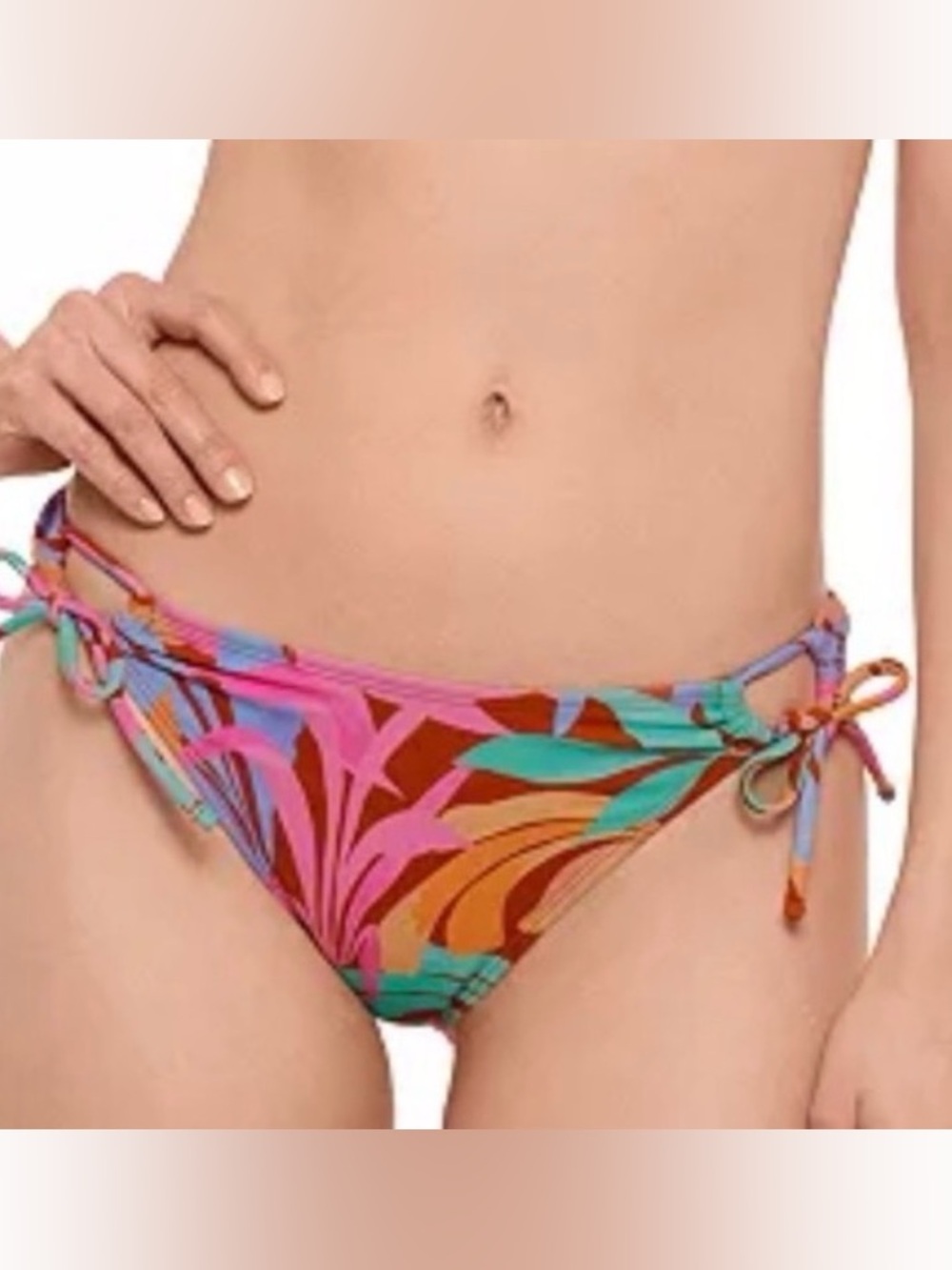 Women’s Tie-Side Bikini Bottom in Multicolor Tropical Print